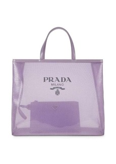 Prada Logo Sequin Tote With Pouch
