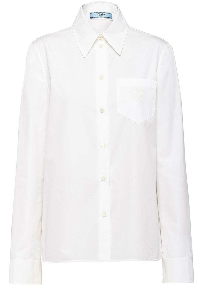 Prada logo-embroidered poplin shirt