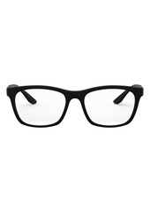 Prada 55mm Square Optical Glasses in Black Rubber at Nordstrom