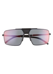 Prada 59mm Mirrored Rectangular Sunglasses in Matte Black/Grey Mirror at Nordstrom