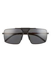 Prada 59mm Rectangle Sunglasses in Matte Black/Dark Grey at Nordstrom