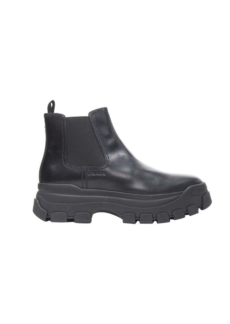 new PRADA 2019 Pull Up black leather Monolith chunky lug sole boot