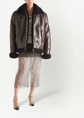 Prada shearling-trim leather jacket