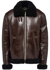 Prada shearling-trim leather jacket