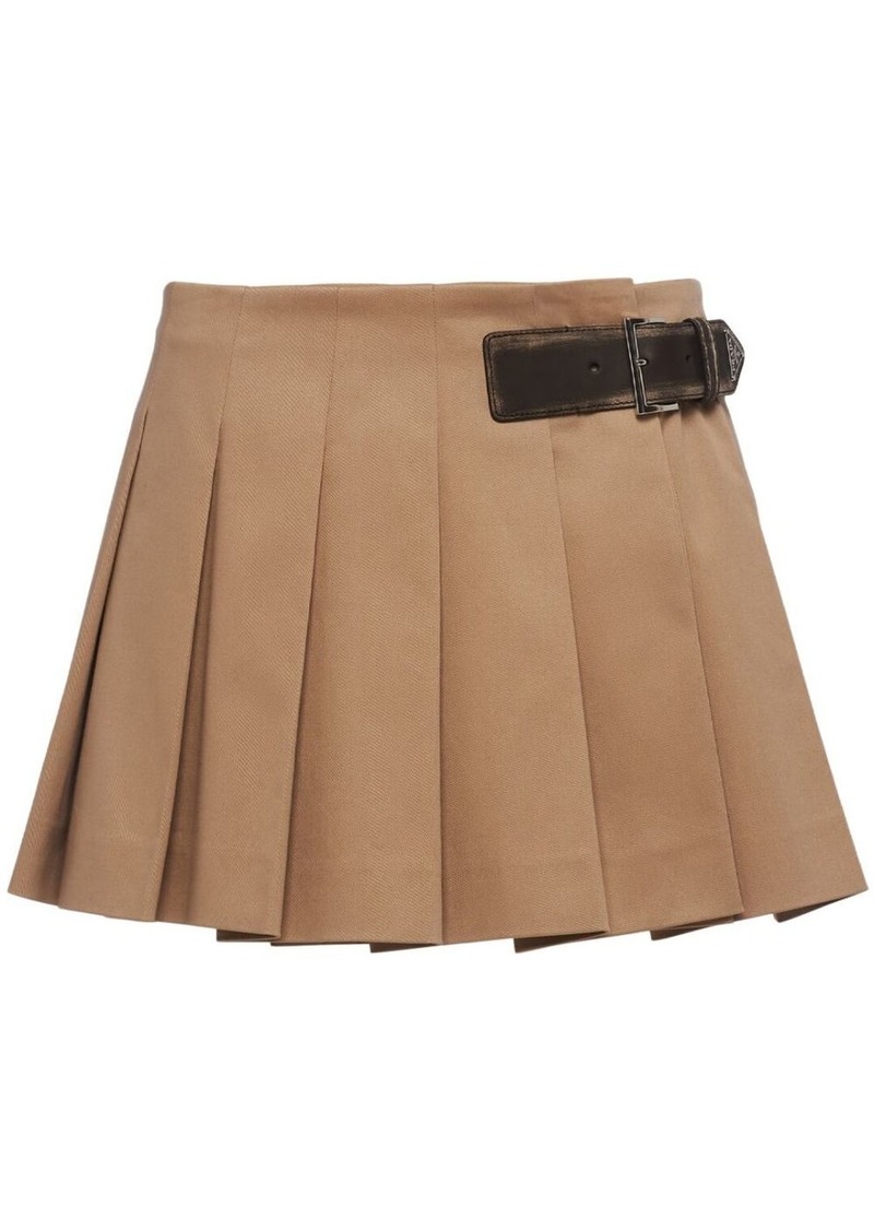 Prada pleated gabardine miniskirt