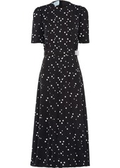 Prada pleated star-print mid-length dress