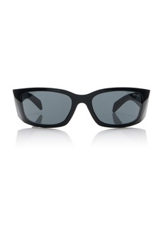 Prada - Symbole Mask-Frame Acetate Sunglasses  - Black - OS - Moda Operandi