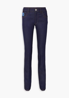 Prada - Appliquéd mid-rise slim-leg jeans - Blue - 27