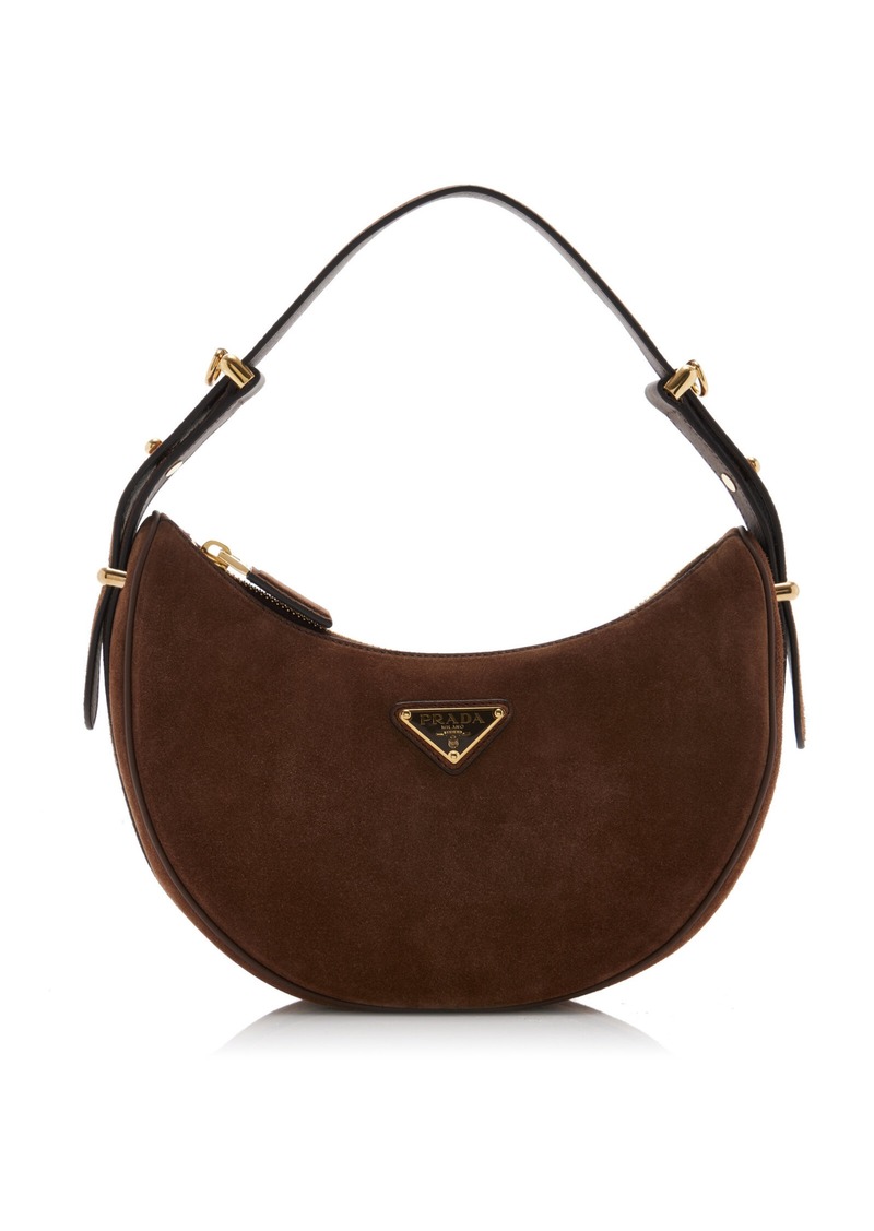 Prada - Arce Suede Shoulder Bag - Brown - OS - Moda Operandi