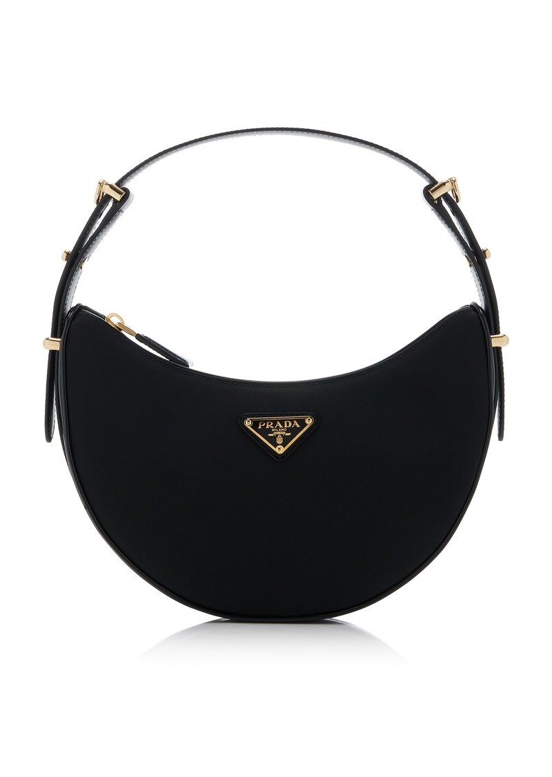 Prada - Arqué Leather-Trimmed Re-Nylon Shoulder Bag - Black - OS - Moda Operandi