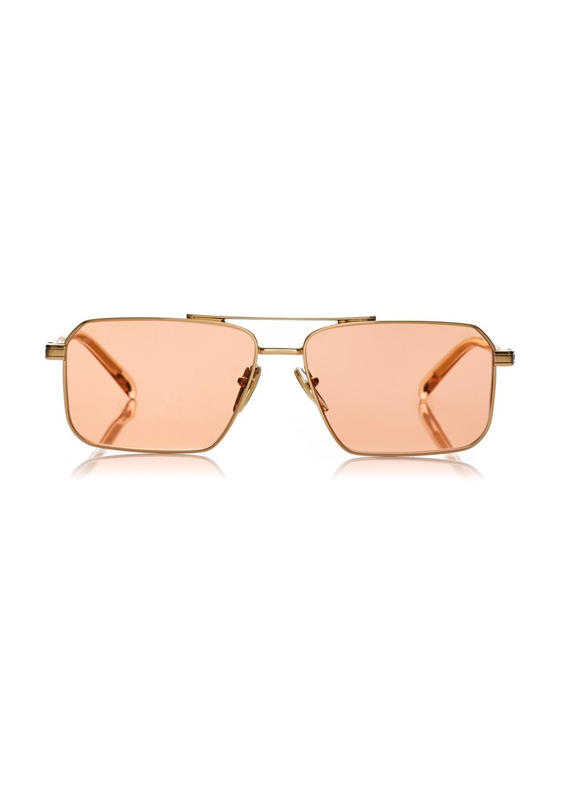 Prada - Aviator-Frame Metal Sunglasses - Gold - OS - Moda Operandi