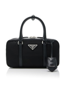 Prada - Bauletto Leather-Trimmed Re-Nylon Top Handle Bag - Black - OS - Moda Operandi