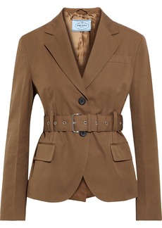 Prada - Belted cotton-poplin blazer - Brown - IT 42