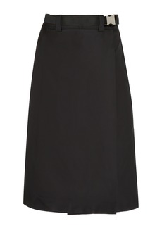 Prada - Belted Gabardine Midi Skirt - Black - IT 46 - Moda Operandi
