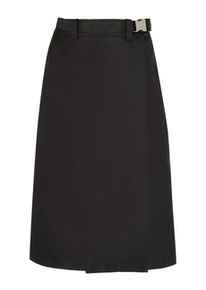 Prada - Belted Gabardine Midi Skirt - Black - IT 42 - Moda Operandi