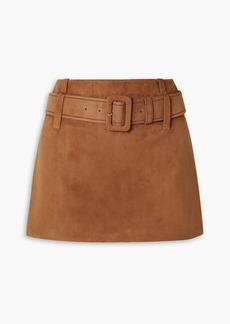 Prada - Belted suede mini skirt - Brown - IT 44