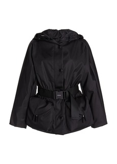 Prada - Belted Nylon Gaberdine Hooded Jacket - Black - IT 42 - Moda Operandi