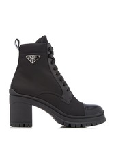 Prada - Brushed Leather and Nylon Booties - Black - IT 35.5 - Moda Operandi