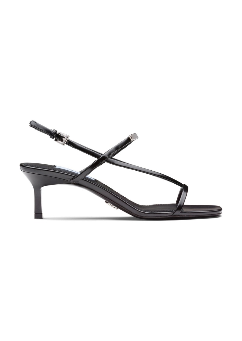 Prada - Brushed Leather Slingback Sandals - Black - IT 37.5 - Moda Operandi