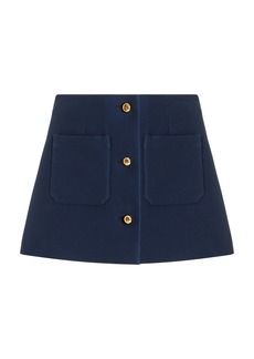 Prada - Buttoned Wool-Silk Twill Mini Skirt - Blue - IT 42 - Moda Operandi