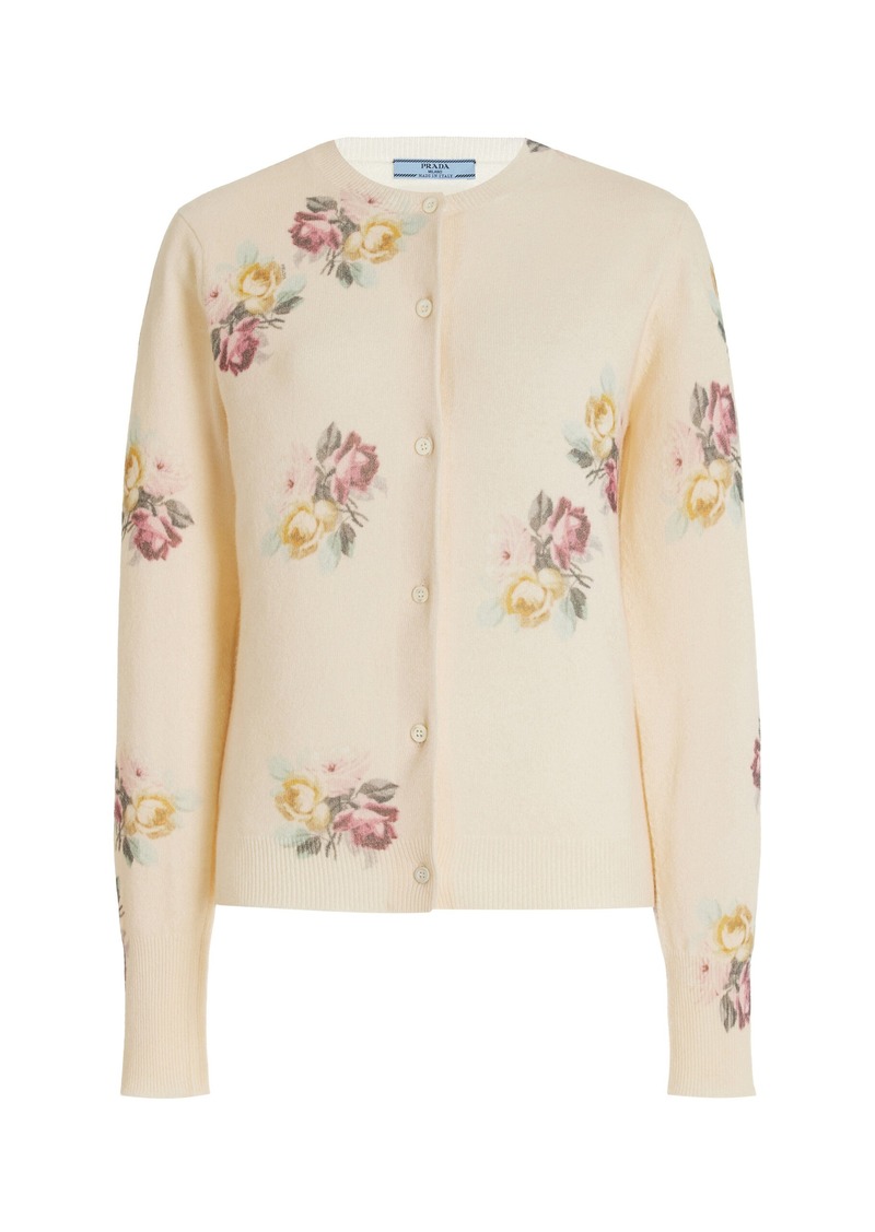 Prada - Camellia-Wool Cardigan - Neutral - IT 38 - Moda Operandi