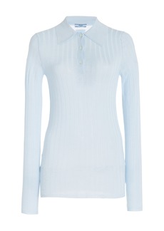 Prada - Cashmere-Silk Polo Shirt - Blue - IT 36 - Moda Operandi