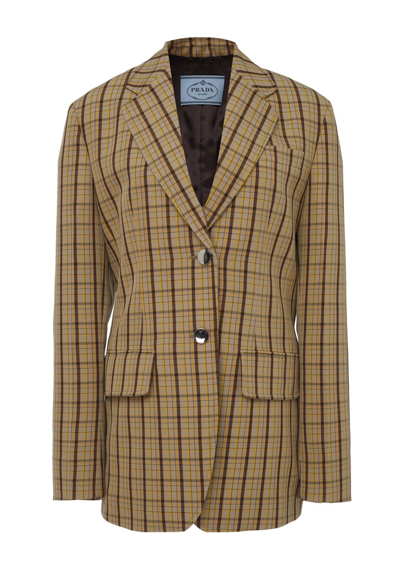 Prada - Checked Wool Blazer - Multi - IT 40 - Moda Operandi