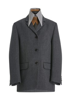 Prada - Collared Gabardine Jacket - Grey - IT 42 - Moda Operandi