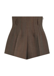 Prada - Corset-Waist Wool Suiting Shorts - Grey - IT 36 - Moda Operandi