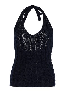 Prada - Cotone Knit Wool Halter Top - Blue - IT 40 - Moda Operandi