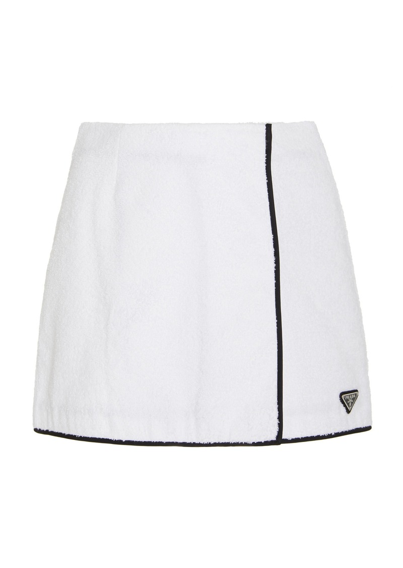 Prada - Cotton Terrycloth Mini Skirt - White - IT 44 - Moda Operandi