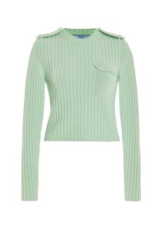 Prada - Cropped Knit Cashmere Sweater  - Green - IT 44 - Moda Operandi