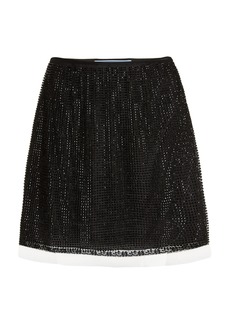 Prada - Crystal-Embellished Tulle Mini Skirt - Black - IT 42 - Moda Operandi