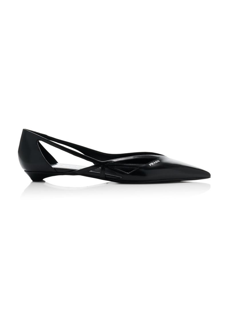 Prada - Cutout Leather Flats - Black - IT 41 - Moda Operandi