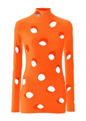 Prada - Distressed Jersey Turtleneck Top - Orange - IT 48 - Moda Operandi