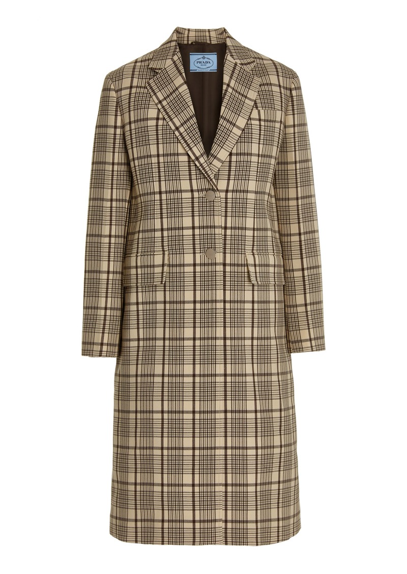 Prada - Double-Breasted Checked Wool Coat - Plaid - IT 38 - Moda Operandi