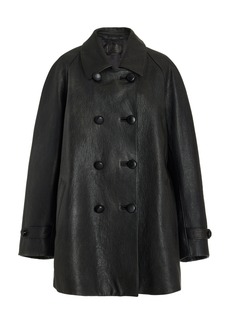 Prada - Double-Breasted Leather Jacket - Black - IT 42 - Moda Operandi