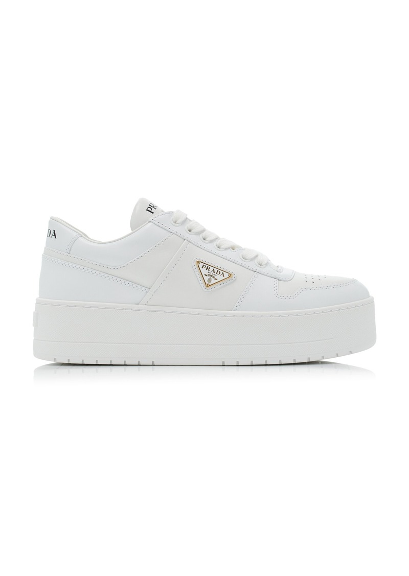 Prada - Downtown Platform Leather Sneakers - White - IT 38 - Moda Operandi