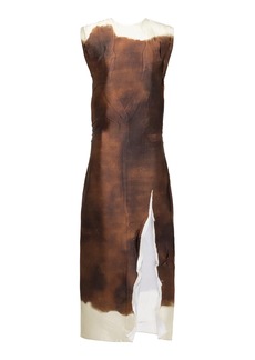Prada - Dyed Satin Midi Dress - Brown - IT 40 - Moda Operandi