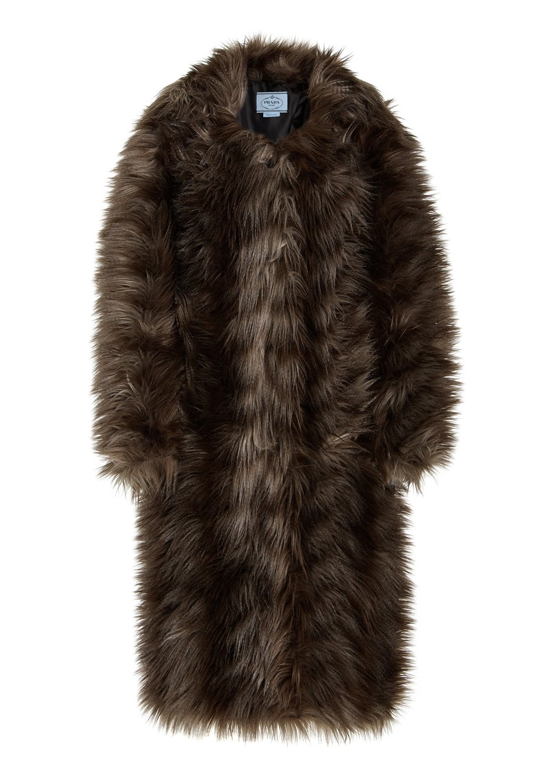 Prada - Faux Fur Coat - Brown - IT 42 - Moda Operandi