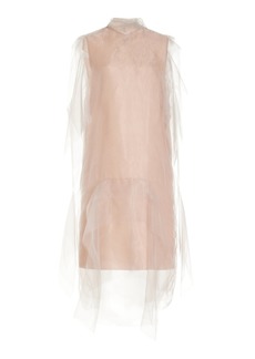 Prada - Haze Silk Chiffon Midi Dress - Neutral - IT 44 - Moda Operandi