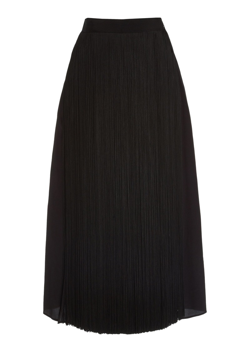Prada - High-Rise Fringed Organza Skirt - Black - IT 46 - Moda Operandi