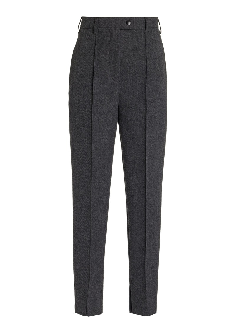 Prada - High-Rise Stretch-Natté Wool Slim Pants - Grey - IT 40 - Moda Operandi