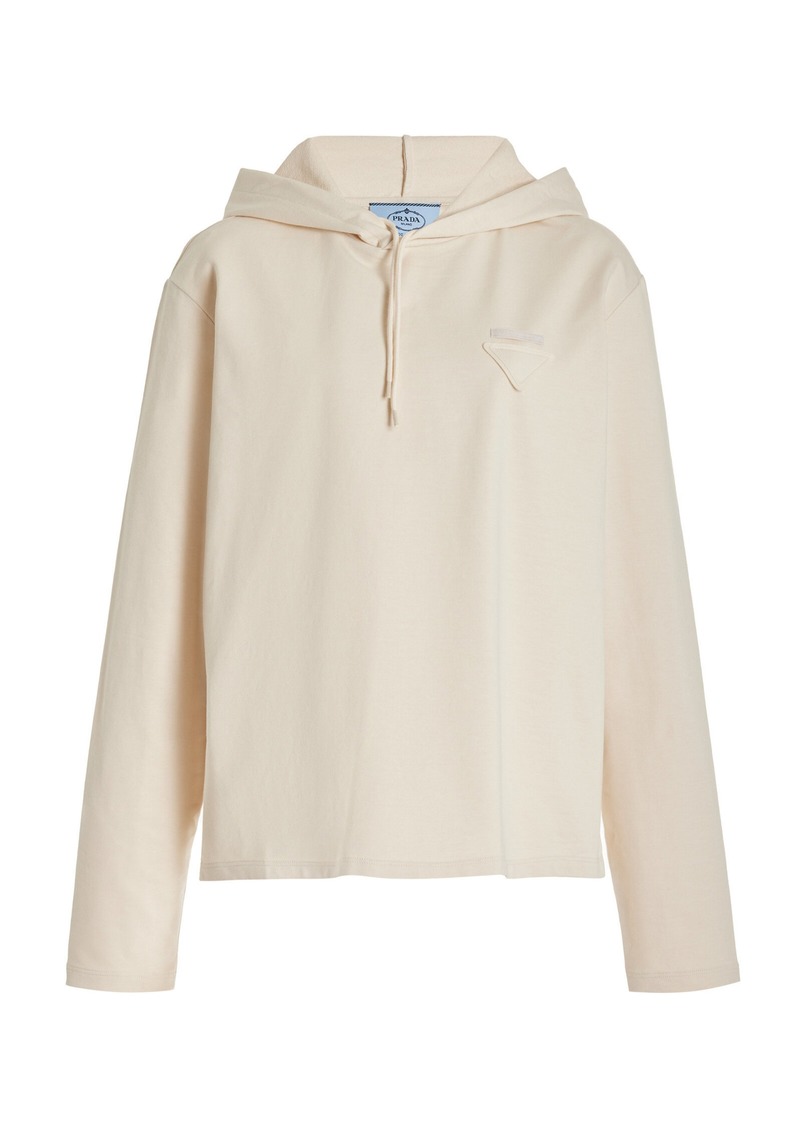 Prada - Hooded Cotton Sweatshirt - Neutral - L - Moda Operandi
