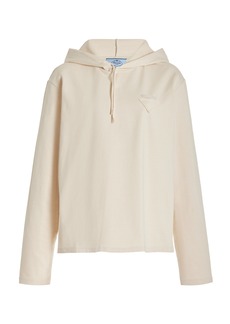 Prada - Hooded Cotton Sweatshirt - Neutral - S - Moda Operandi