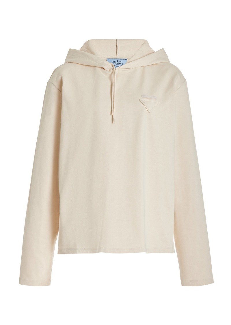 Prada - Hooded Cotton Sweatshirt - Neutral - XS - Moda Operandi