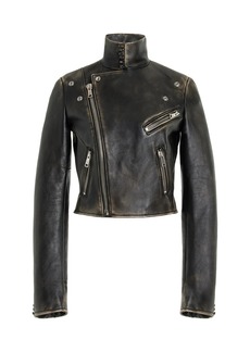 Prada - Leather Biker Jacket - Black - IT 38 - Moda Operandi