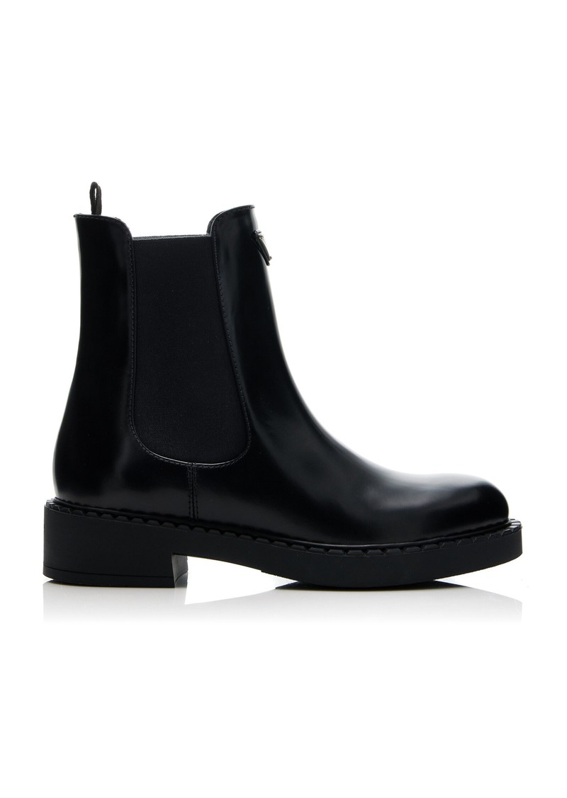 Prada - Leather Chelsea Ankle Boots - Black - IT 36 - Moda Operandi