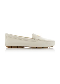 Prada - Leather Driving Loafers - White - IT 36 - Moda Operandi