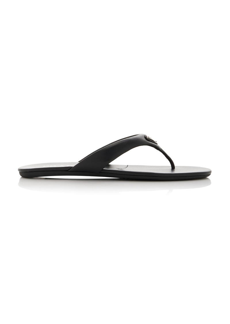Prada - Leather Flip-Flop Sandals - Black - IT 38.5 - Moda Operandi